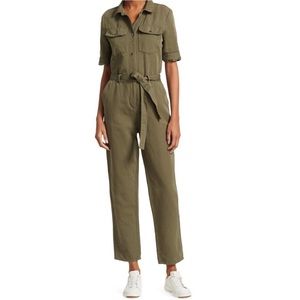 Frame Army Green Green Short Sleeve Belted Jumpsuit Size XS
